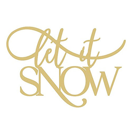 Word Let It Snow Cutout Unfinished Wood Christmas Holiday Seasonal Door Hanger MDF Shape Canvas Style 4 (24") Diverse Woodworking