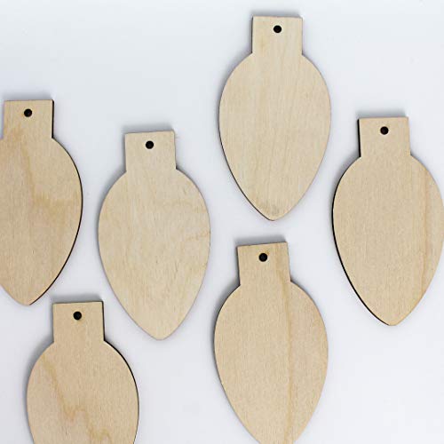 Ornament Light Bulb Cut Out Christmas Unfinished Wood Laser Cut Out Cutout Shape Crafts Sign DIY Ready to Paint or Stain Texan Wood Crafts