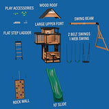 Backyard Discovery Canyon Creek All Cedar Wood Swing Set, Playhouse with Grill, Plastic Food, Picnic Area, Steering Wheel, Two Belt Swings, Rock Backyard Discovery