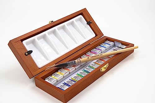 Viburnum Art Professional Watercolor Paint Set - 24 Half Pan Highly Pigmented Transparent Water Color Paints with #4 Synthetic Water color Brush, - WoodArtSupply