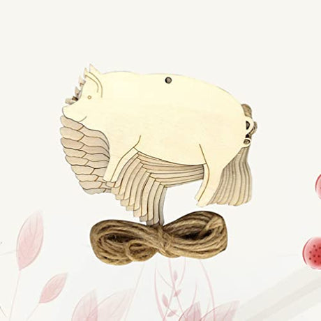 ABOOFAN 10pcs Blank Pigs Chips Wood Label Tags Wood Pigs Slices Deer Out Wooden Pigs Embellishments Unfinished Wood Pigs Gift Label Home Decorations ABOOFAN