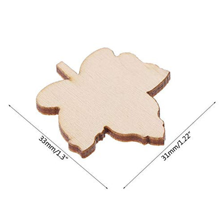 50 Pcs Blank Wood Slices Unfinished Wood Cutout Maple Leaf Shaped Embellishments Wood Pieces for DIY Craft, Gift Tags, Wedding, Christmas, Home BUZHI