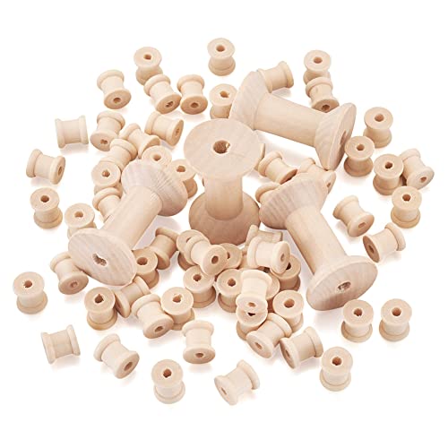 250pcs Wooden Empty Thread Spools Unfinished Wood Cylinder Wire Weaving Bobbins for Arts Crafts Cord Roll Sewing Stitch Embroidery Floss Thread - WoodArtSupply