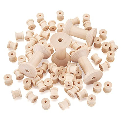 250pcs Wooden Empty Thread Spools Unfinished Wood Cylinder Wire Weaving Bobbins for Arts Crafts Cord Roll Sewing Stitch Embroidery Floss Thread - WoodArtSupply