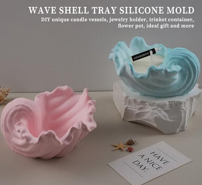 Wehous Unique Holder Resin Molds Silicone, Wave Shell Tray Silicone Mold, Bowl Epoxy Resin Casting Mold for DIY Jewelry Plate Candle Holder Candy