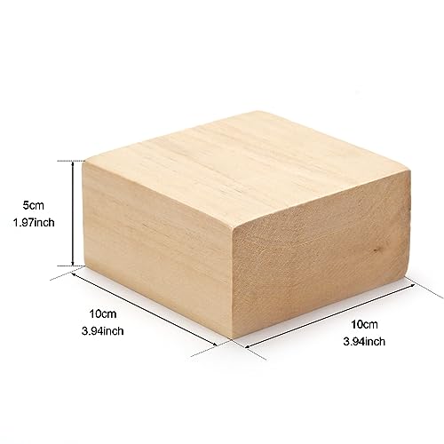 2 Pack Unfinished Basswood Carving Blocks Kit, 4 x 4 x 2 Inch Unfinished Bass Wood Whittling Soft Wood Carving Block Set for Kids Adults Wood Carving