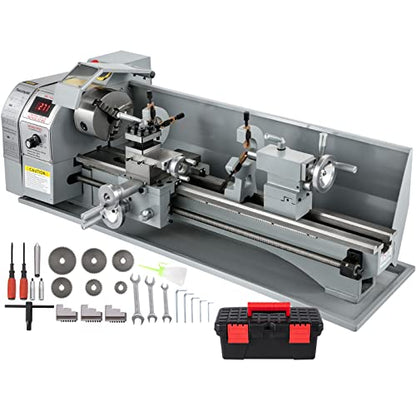 VEVOR Metal Lathe 8.7 x 29.5 Inch/220 x 750MM Mini Metal Lathe 1.1KW Infinitely Variable Speed Mini Lathe Machine LED Screen for Counter Face Turning - WoodArtSupply