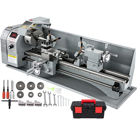 VEVOR Metal Lathe 8.7 x 29.5 Inch/220 x 750MM Mini Metal Lathe 1.1KW Infinitely Variable Speed Mini Lathe Machine LED Screen for Counter Face Turning VEVOR