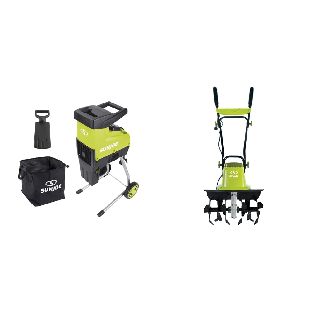 Sun Joe CJ603E 15-Amp 1.7-Inch Cutting Diameter Electric Silent Wood Chipper/Shredder, green Sun Joe