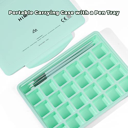 HIMI Gouache Paint Set, 24 Colors x 30ml Unique Jelly Cup Design with 3 Paint Brushes and a Palette in a Carrying Case Perfect for Artists, Students, Artme