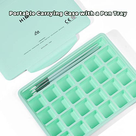 HIMI Gouache Paint Set, 24 Colors x 30ml Unique Jelly Cup Design with 3 Paint Brushes and a Palette in a Carrying Case Perfect for Artists, Students, Artme