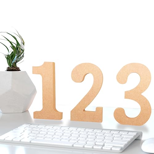 AOCEAN 6 Inch Designable Wood Numbers Unfinished Wood Numbers for Wall Decor Decorative Standing Numbers Slices Sign Board Decoration for Craft Home AOCEAN