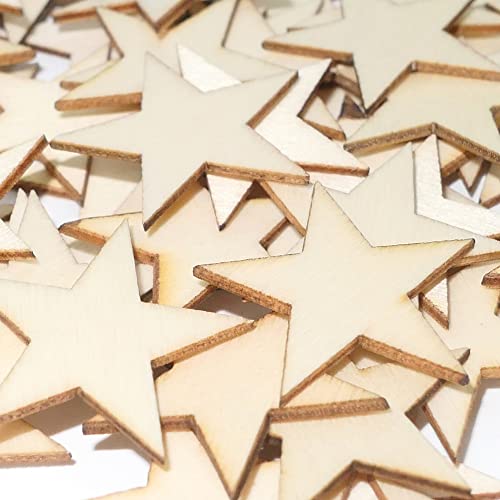HADDIY 1 Inch Small Wooden Stars for Crafts,200 Pcs Unfinished Wood Star Cutouts Ornaments for Wooden Flags Making and Art Craft HADDIY