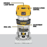 DEWALT Router, Fixed Base, 1-1/4 HP, 11-Amp, Variable Speed Trigger, Corded (DWP611),Yellow DEWALT