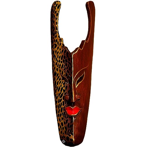 AEVVV African Mask Aboriginal Style Hand Painted Wooden Mask Wall Hanging Decor African Decor - Hand Carved Wood African Style Wall Decor Masks 20"