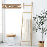 FUIN Fully Assembled 6ft Bamboo Blanket Ladders Living Room Wood Decorative Wall Leaning Farmhouse Quilt Display Holder Rustic Wooden Towel Rack for FUIN