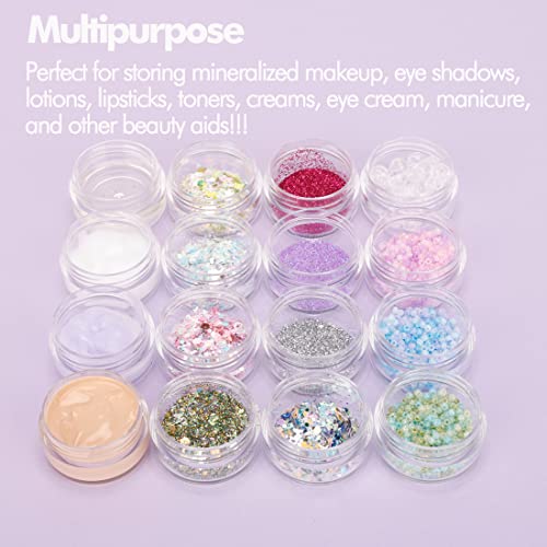5 Gram Sample Containers with Lids, 50 Count 5ML Clear Sample Jars, Empty Lip Balm Containers with Lids, Small Makeup Travel Containers for Glitter, GOLACKY