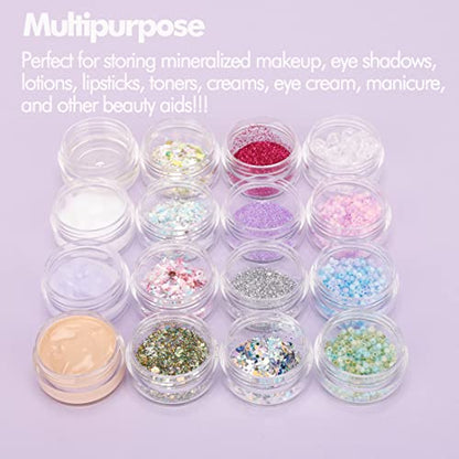 5 Gram Sample Containers with Lids, 50 Count 5ML Clear Sample Jars, Empty Lip Balm Containers with Lids, Small Makeup Travel Containers for Glitter, - WoodArtSupply