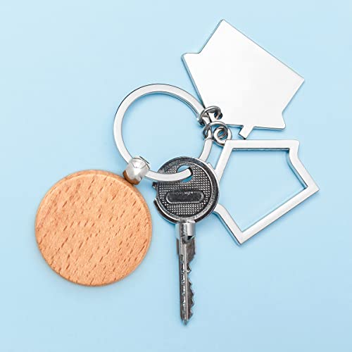 Wood Custom Engraved Circle Keychain With FREE engraving Make a Customizable, Engravable, Brown Wood Personal Key Chain Ring. Gift for Women, Men, Make It Personal Jewelry