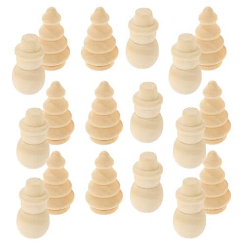 VILLCASE Unfinished Wood Christmas Tree Snowman Blank Wooden Peg Dolls Xmas Tree DIY Wooden Snowman Peg for Christmas Painting Coloring Arts Projects VILLCASE