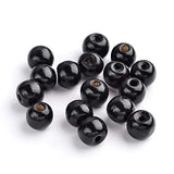 Craftdady 100Pcs Natural Round Wood Ball Spacer Beads 12mm Black Color Round Wood Charm Loose Beads for DIY Jewelry Craft Making with 3mm Hole Craftdady