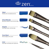 Royal & Langnickel Zen 5pc Standard Handle Brush Set, Includes - Wash, Oval Wash, Angular, Liner & Chisel Blender Brushes Royal & Langnickel