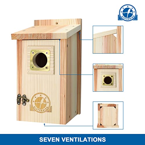 SISTERBIRD Bird Houses for Outside Clearance with Copper Guard, Cedar Bird House Outdoor, Bluebird Finch Swallow Wren Chickadee - WoodArtSupply