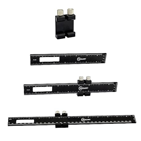 VICHSAMWY 3PCS Black Metal Woodworking Ruler, Adjustable 6/8/12 Inch Precision Pocket Slide Ruler,Inch and Metric Measuring Ruler for Woodworker VICHSAMWY