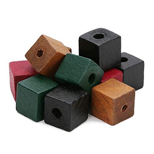 100PCS Unfinished Square Wood Beads with Holes Natural Blank Wood Cubes for DIY Craft (12mm-0.47inch)