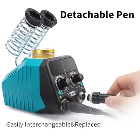 YIHUA 939D-VII Pyrography Tool Wood Burning Pen Kit Station 2-in-1 Solid-Point 200~480°C (with Temp Display)/Wire-Nib 250~750°C with 23 Nibs, 50 YIHUA