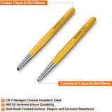 Acrux7 6 Pcs Cold Chisel Set - Flat Chisel, Center Chisel, Cylindrical Chisel, with Canvas Bag, Cone Chisel for Brickwork, Concrete, Metal, Stone Acrux7