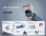 Monport 50W Fiber Laser Engraver,Compatible Lightburn Laser with 7.9" x 7.9" Work Area and 50W Laser Source, Fiber Laser Marking Etching Machine for Monport