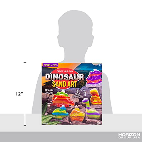 Made By Me Create Your Own Dinosaur Sand Art by Horizon Group USA, Includes 6 Dino-Themed Bottles with Caps, 8 Sand Colors, Glitter, Funnel & More, Made By Me