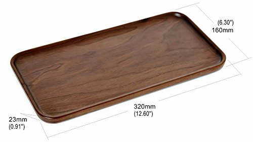 Rustic Walnut Wooden Tray Solid Wood Serving Tray Square Rectangle Platter Tea Tray Coffee Table Tray (Rectangle Small (12x6x0.9 inch)) Winterworm