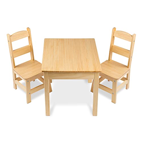 Melissa & Doug Solid Wood Table and 2 Chairs Set - Light Finish Furniture for Playroom,Blonde Melissa & Doug
