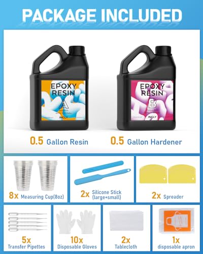 INCLY 1 Gallon Crystal Clear Epoxy Resin Kit, Bubbles Free & No Yellowing Resin Supplies Coating Casting Resin for Jewelry Making, DIY Art Crafts, INCLY