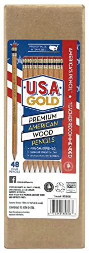 Rose Art U.S.A. Gold Pre-Sharpened American Wood Cased #2 HB Natural Pencils, 48 Pack - WoodArtSupply