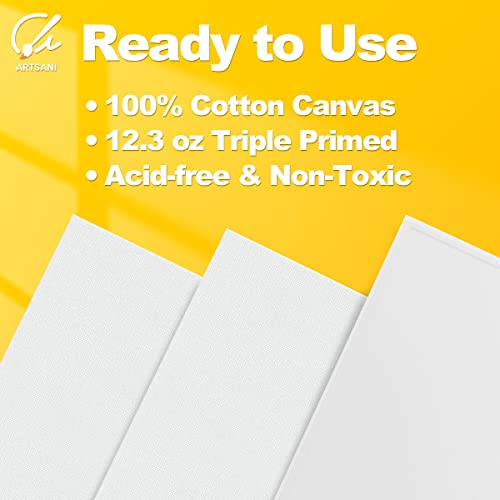 Pre-Primed Painting Canvas Panels, 28 Boards Multi-Pack, 5 x 7, 8 x 10, 9 x 12, and 11 x 14, White Cotton Canvases for Acrylic, Oil, Gouache, Tempera