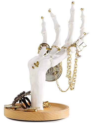 Suck UK Skeleton Hand Ring Holder & Jewelry Stand Earring Organizer & Necklace Holder For Gothic Decor Halloween Decorations & Bedroom Accessories