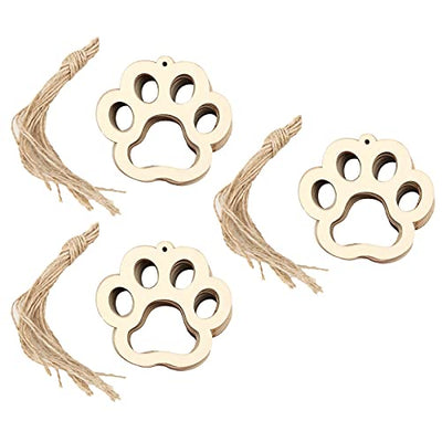 30 Pcs Unfinished Blank Wooden Bear Paw Shape Slices Discs DIY Craft Pieces Small Wooden Piece Embellishments for Wedding Christmas Party