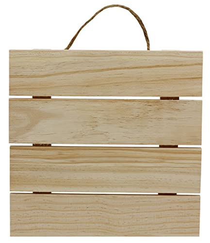 Creative Hobbies 10x10 Inch Unfinished Wood Hanging Plaque - DIY Wood Pallet Sign, Notch Banner, Hanging Wooden Sign, Wood Slice, Decorative Plaque, Creative Hobbies