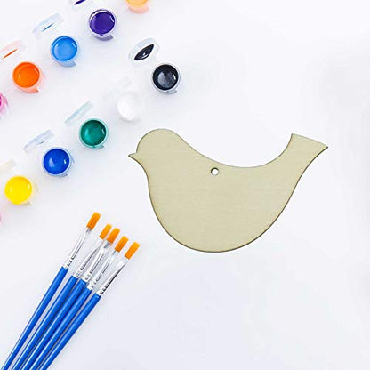 Bird Shaped Wood DIY Craft Cutout Hanging Ornaments with Hole Hemp Ropes Gift Tag for Wedding Birthday Christmas Decoration (3.8x2.4 in, 20 Pcs)