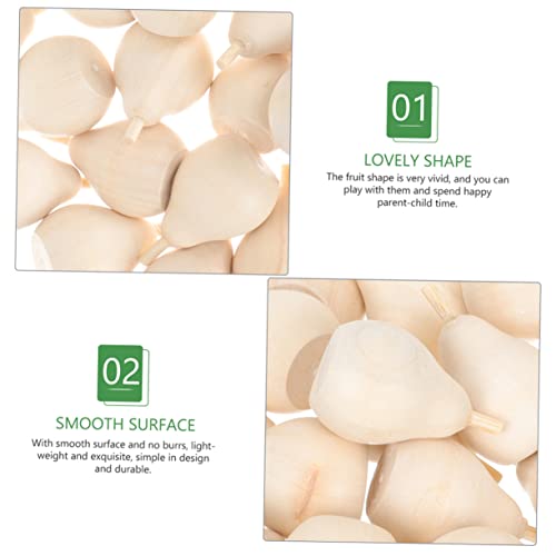 Holibanna 40pcs Wooden Fruit Ornaments DIY Fruit DIY Wooden Fruit Crafts Unpainted Wooden Pears Unfinished Wooden Holibanna