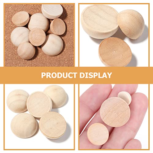 Operitacx 150pcs Half Round Wooden Ball Wood Mini Hemisphere Balls Unfinished Wood Beads Macrame Beads Mini Wood Split Wood Beads Wooden Jewelry Mini Operitacx