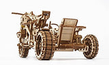 UGEARS Motorcycle with Sidecar 3D Puzzles - UGR-10 Motorcycle Scrambler Wooden Model Kits for Adults to Build - Retro Design Sidecar Motorbike Model UGEARS
