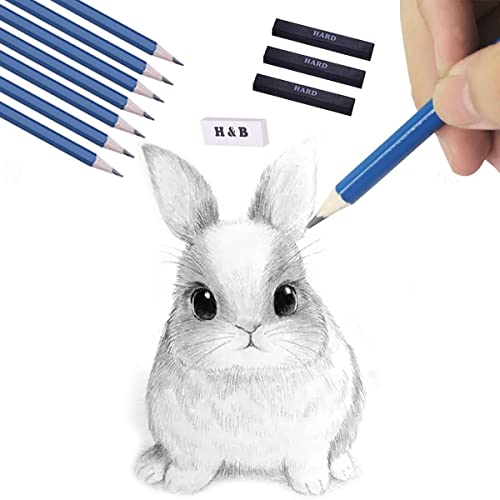 H & B Drawing Pencils Set, 33 Pieces Sketch Pencils & Drawing Kit, Includes Sketch Pad, Graphite Pencils, Charcoal Sticks and Eraser, Supplies for H & B