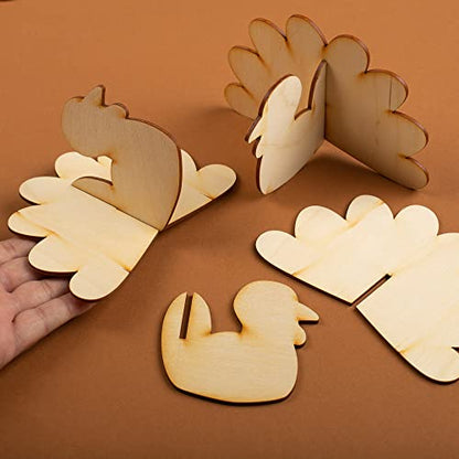 Factory Direct Craft Pack of 6 Unfinished Wooden Standing Turkey Cutouts - Wood Turkeys for Fall Crafts and DIY Thanksgiving Table Favors - Made in - WoodArtSupply