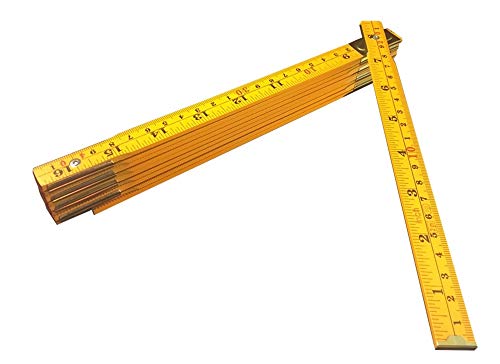 Binzer Folding Wooden Stick Ruler, Inch & Metric (6-foot-6-inch/2-Meter When Straight), Carpenters/General Use Binzer