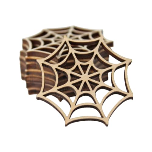 ALL SIZES BULK (12pc or 24pc) Unfinished Wood Wooden Laser Cutout Halloween Spider Web Dangle Earring Jewelry Blanks Shape Charms Crafts Made in