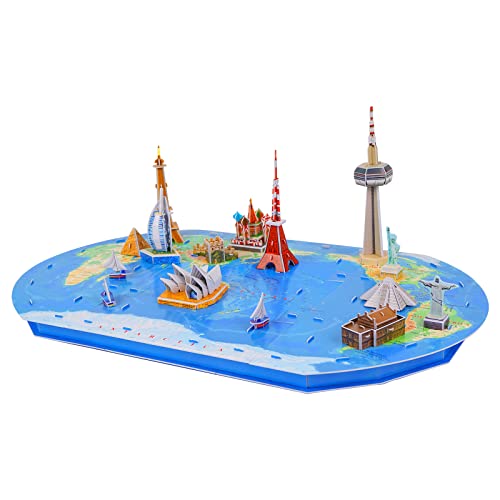 3D Puzzles for Kids World Trip Collection Toys Architecture Building Model Kits, DIY 3D Jigsaw Puzzles Educational Fun Assembly Crafts Birthday Gift